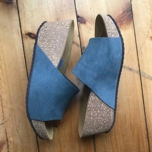 Blue Suede Wedges